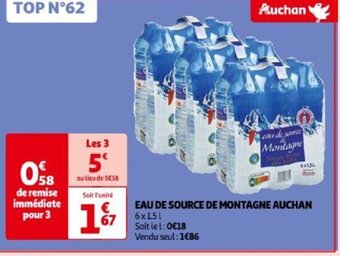 Auchan EAU DE SOURCE DE MONTAGNE AUCHAN offre