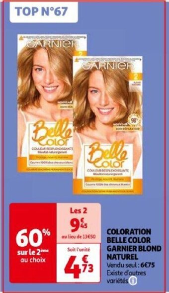 Auchan COLORATION BELLE COLOR GARNIER BLOND NATUREL offre