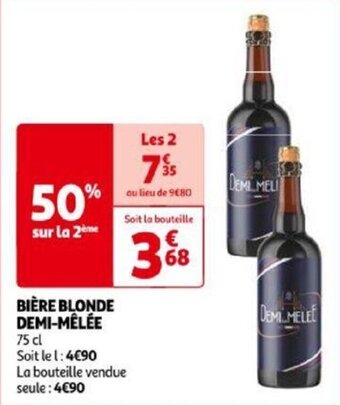 Auchan BIÈRE BLONDE DEMI-MÊLÉE 75 cl offre