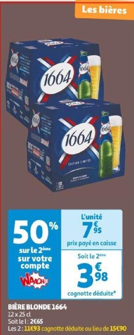 Auchan BIÈRE BLONDE 1664 offre