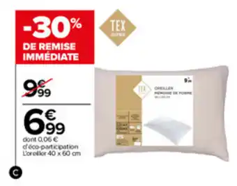 Carrefour Oreiller mémoire de forme offre