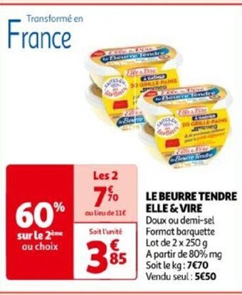 Auchan LE BEURRE TENDRE ELLE & VIRE offre