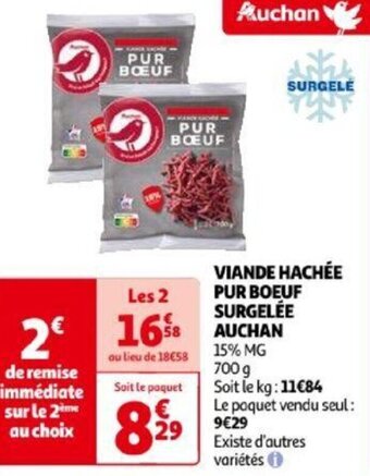 Auchan VIANDE HACHÉE PUR BOEUF SURGELÉE AUCHAN offre