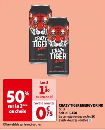 Auchan CRAZY TIGER ENERGY DRINK offre
