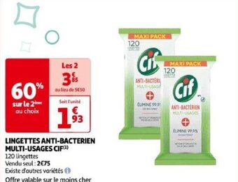 Auchan LINGETTES ANTI-BACTERIEN MULTI-USAGES CIF(¹) offre