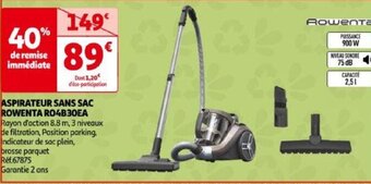 Auchan ASPIRATEUR SANS SAC ROWENTA RO4B30EA offre