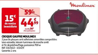 Auchan CROQUE GAUFRE MOULINEX offre
