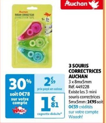 Auchan 3 SOURIS CORRECTRICES AUCHAN offre