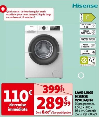 Auchan LAVE-LINGE HISENSE W9014QPM offre