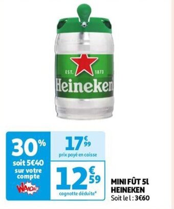 Auchan MINI FÛT 5L HEINEKEN offre