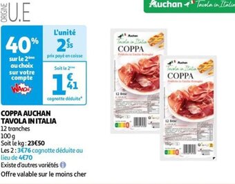 Auchan COPPA AUCHAN TAVOLA IN ITALIA offre