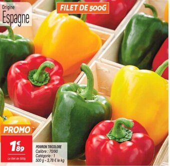 Netto POIVRON TRICOLORE Calibre: 70/90 offre