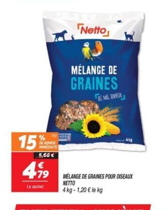 Netto MÉLANGE DE GRAINES POUR OISEAUX NETTO offre
