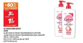 Netto GEL DOUCHE DERMO RESPECT CADUM offre
