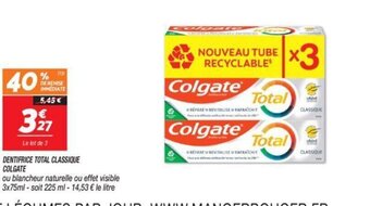 Netto DENTIFRICE TOTAL CLASSIQUE COLGATE offre