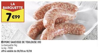 Leader Price PORC SAUCISSE DE TOULOUSE X10 offre