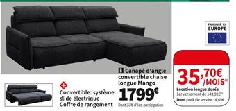 Conforama Canape d'angle convertible chaise longue mango offre