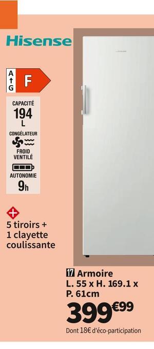 Conforama Hisense cong. armoire fv245n4aw1 offre