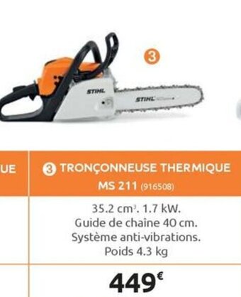 Rural Master TRONÇONNEUSE THERMIQUE MS 211 (916508) offre