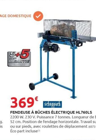 Rural Master FENDEUSE À BÛCHES ÉLECTRIQUE HL760LS offre
