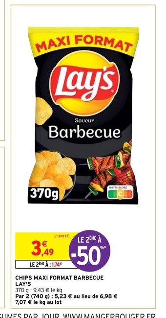 Intermarché CHIPS MAXI FORMAT BARBECUE LAY'S offre