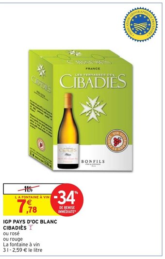 Intermarché IGP PAYS D'OC BLANC CIBADIÈS offre