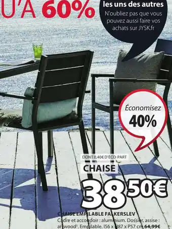 JYSK Chaise Empilable Falkerslev offre