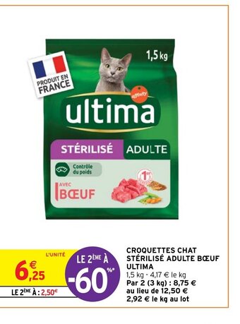 Intermarché CROQUETTES CHAT STÉRILISÉ ADULTE BŒUF ULTIMA offre