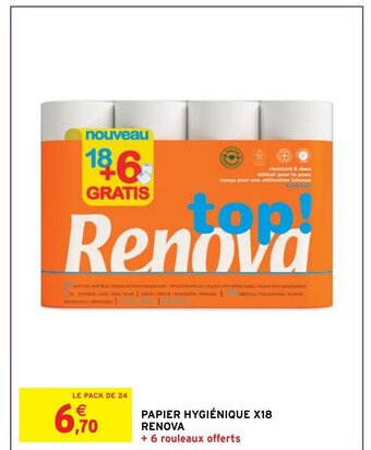 Intermarché PAPIER HYGIÉNIQUE X18 RENOVA offre
