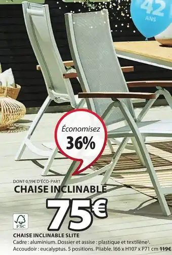 JYSK Chaise Inclinable Slite offre