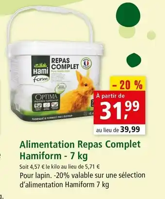 Maxi Zoo Alimentation repas complet hamiform offre