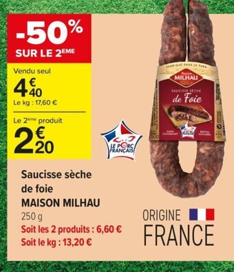 Saucisse sèche de foie MAISON MILHAU