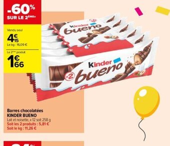 Carrefour Contact Barres chocolatées KINDER BUENO offre
