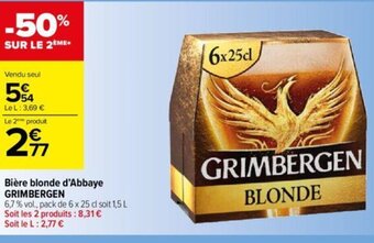 Carrefour Contact Bière blonde d'Abbaye GRIMBERGEN offre