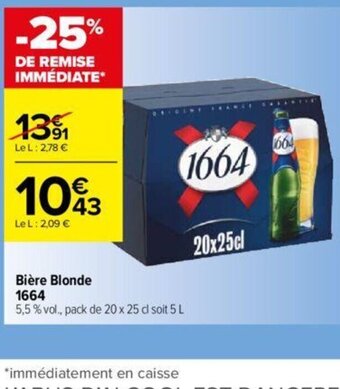 Carrefour Contact Bière Blonde 1664 offre