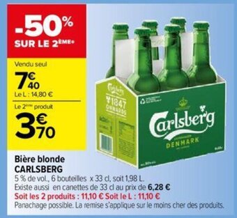 Carrefour Contact Bière blonde CARLSBERG offre