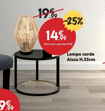 Maxi Bazar Lampe corde Aissa H32cm offre