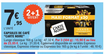 E.Leclerc Express CAPSULES DE CAFÉ"CARTE NOIRE offre