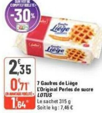 G20 7 Gaufres De Liege L'Original Perles de sucre LOTUS offre