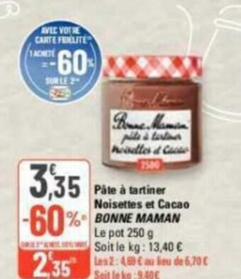 G20 Pâte à tartiner Noisettes et Cacao % BONNE MAMAN offre