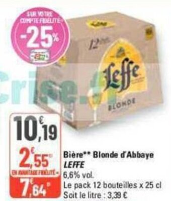 G20 biere Blonde d'abbaye LEFFE offre