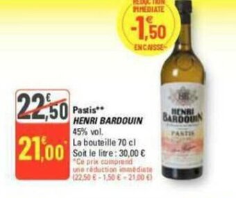 G20 Pastis HENRI BARDOUIN 45% vol. offre
