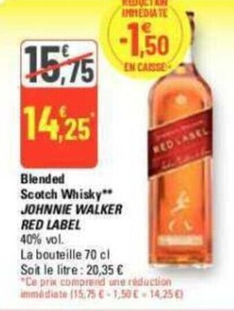 G20 Blended Scotch Whisky** JOHNNIE WALKER RED LABEL offre