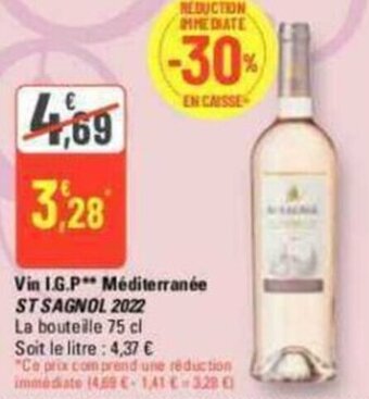 G20 Vin I.G.P Méditerranée ST SAGNOL 2022 La bouteille 75 cl offre