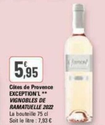 G20 Côtes de Provence EXCEPTION'L VIGNOBLES DE RAMATUELLE 2022 offre