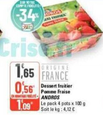 G20 Dessert fruitier Pomme Fraise ANDROS offre