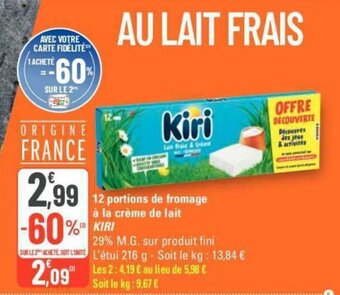 G20 12 portions de fromage à la crème de lait KIRI offre