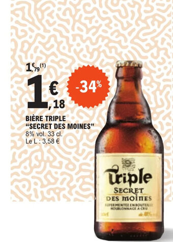 E.Leclerc BIÈRE TRIPLE "SECRET DES MOINES" offre