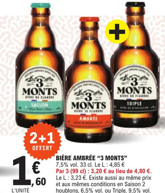 E.Leclerc BIÈRE AMBRÉE "3 MONTS" offre