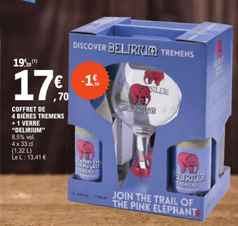 E.Leclerc COFFRET DE 4 BIÈRES TREMENS + 1 VERRE "DELIRIUM" offre